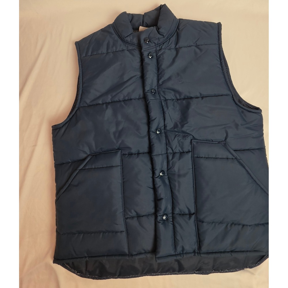Vintage King Louie Pro Fit Navy Blue Puffer Vest Mens Large 80s 90s Made in USA